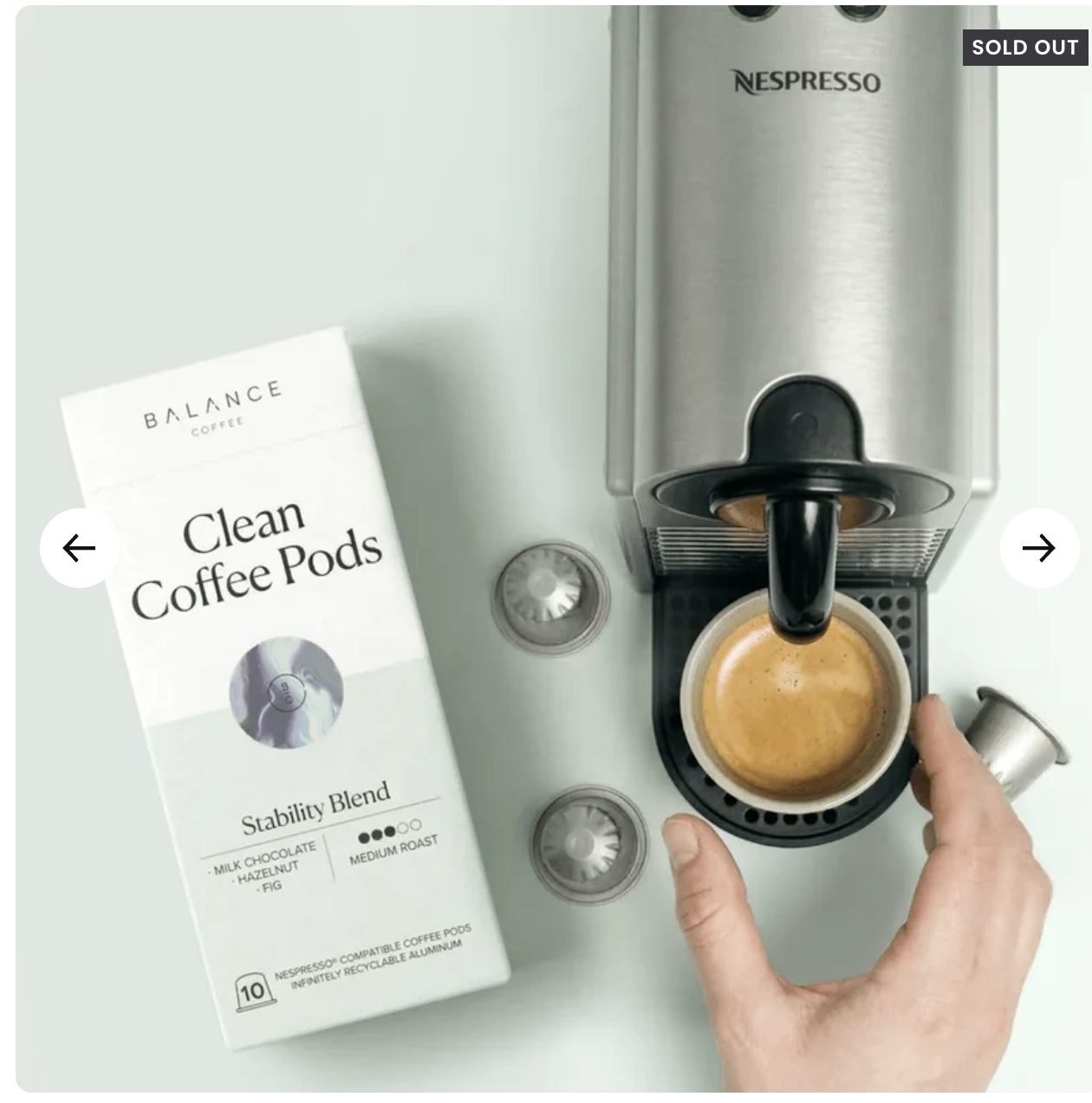 Pods with Nespresso machine - overhead